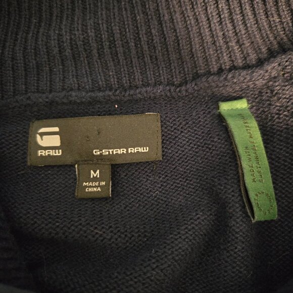 G-Star Raw Men's Medium Navy Blue 1/4 Zip Collared Pull Over Sweater - Picture 10 of 13